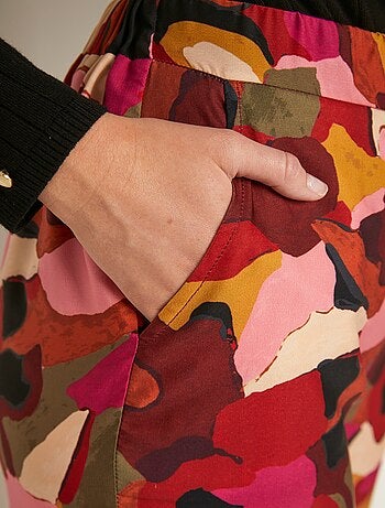 Pantalon large taille semi élastiquée imprimé