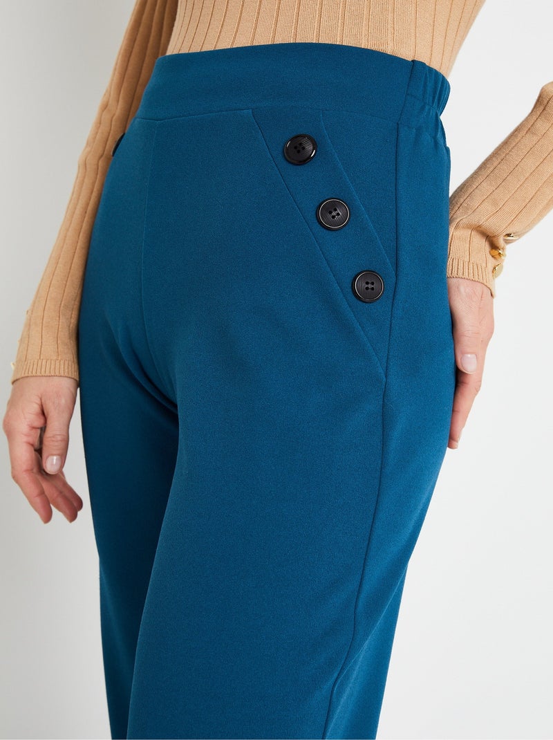 Pantalon large taille semi élastiquée uni - Afibel Bleu canard - Kiabi
