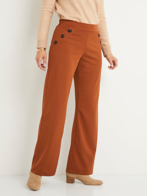Pantalon large taille semi élastiquée uni - Afibel - Kiabi