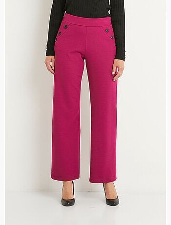 Pantalon large taille semi élastiquée uni - Afibel