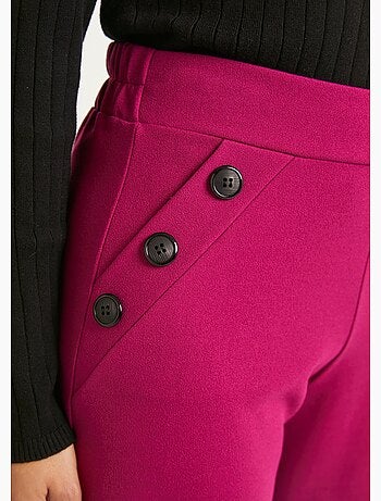Pantalon large taille semi élastiquée uni - Afibel