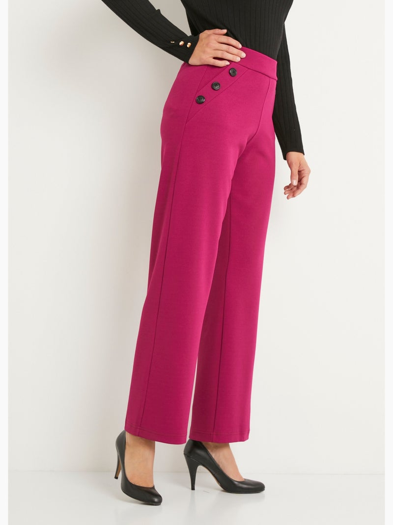 Pantalon large taille semi élastiquée uni - Afibel Violet - Kiabi