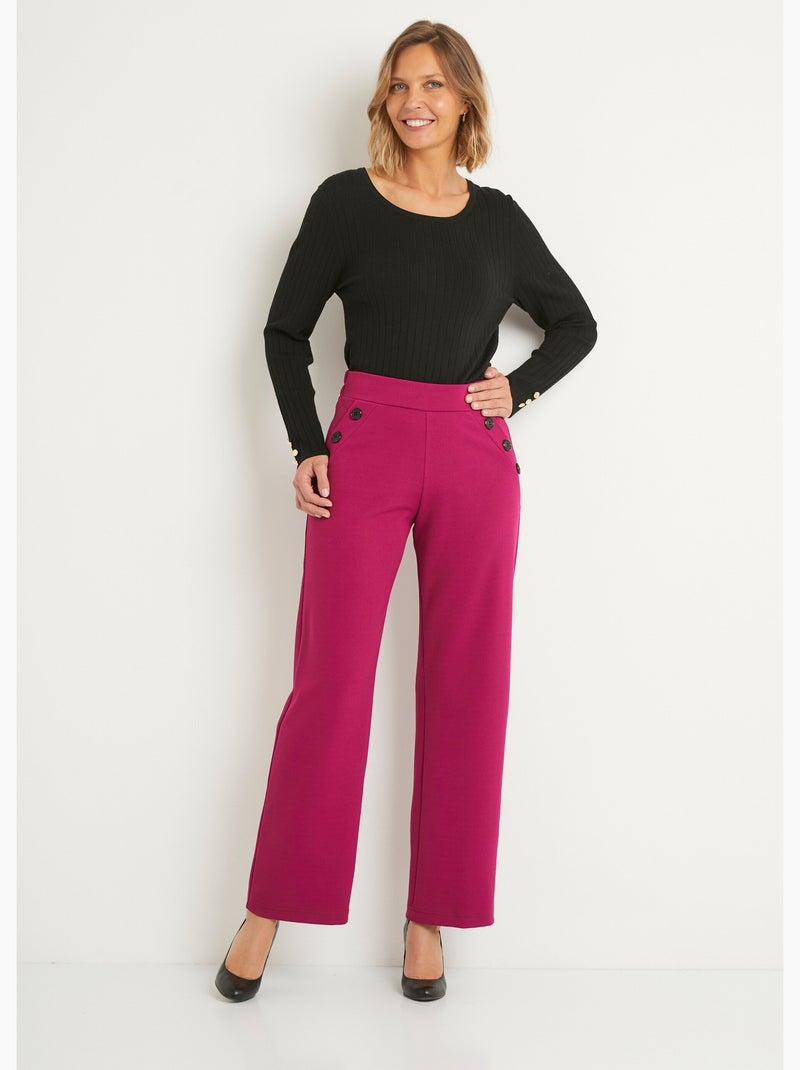 Pantalon large taille semi élastiquée uni - Afibel Violet - Kiabi