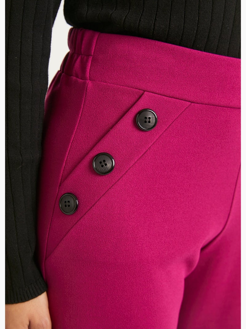 Pantalon large taille semi élastiquée uni - Afibel Violet - Kiabi