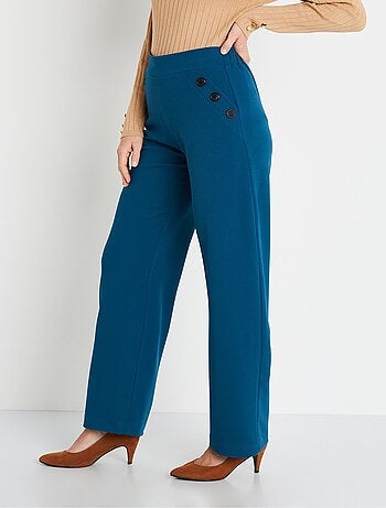 Pantalon large taille semi élastiquée uni