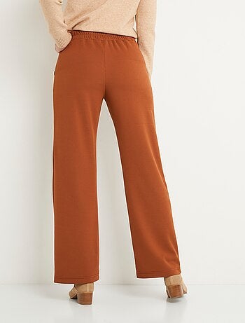 Pantalon large taille semi élastiquée uni
