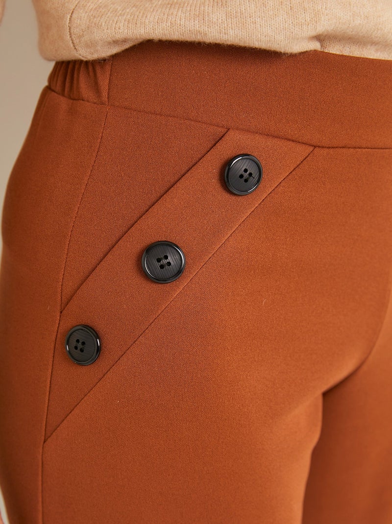 Pantalon large taille semi élastiquée uni Camel - Kiabi
