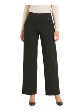 Pantalon large taille semi élastiquée uni