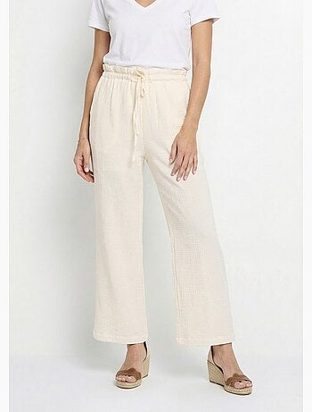 Pantalon large tendance, gaze de coton - AFIBEL