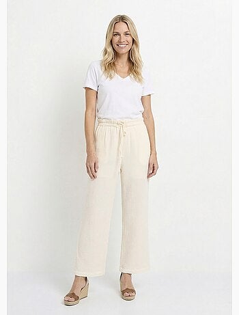 Pantalon large tendance, gaze de coton - AFIBEL