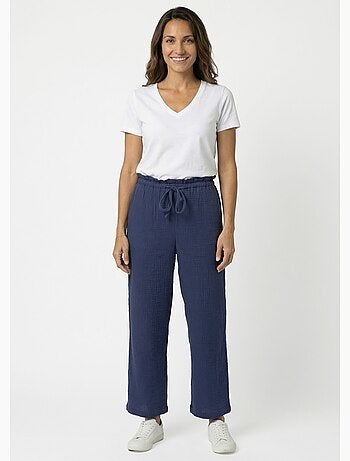 Pantalon large tendance, gaze de coton - AFIBEL