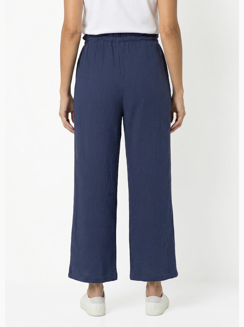Pantalon large tendance, gaze de coton - AFIBEL Bleu marine - Kiabi