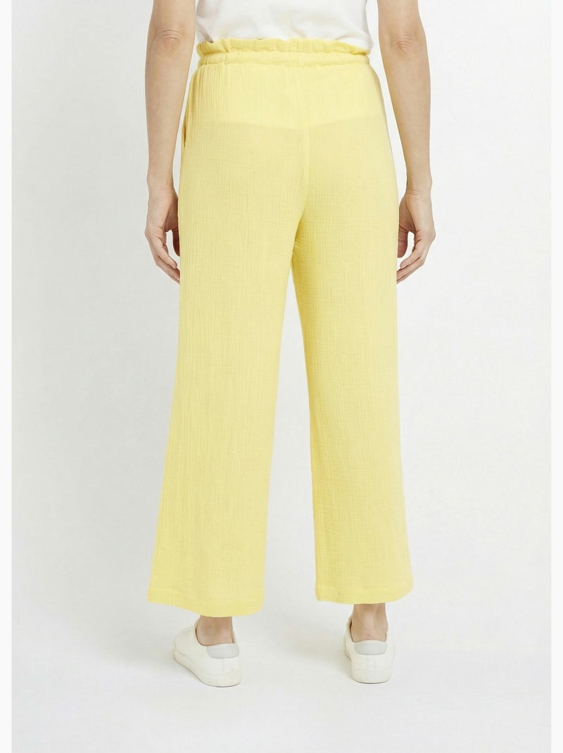 Pantalon large tendance, gaze de coton - AFIBEL Jaune - Kiabi