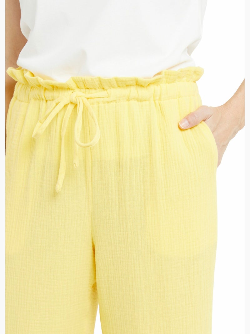 Pantalon large tendance, gaze de coton - AFIBEL Jaune - Kiabi