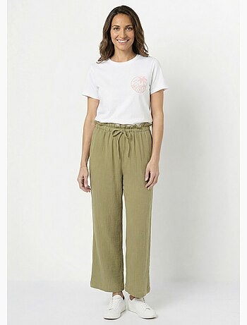 Pantalon large tendance, gaze de coton - AFIBEL