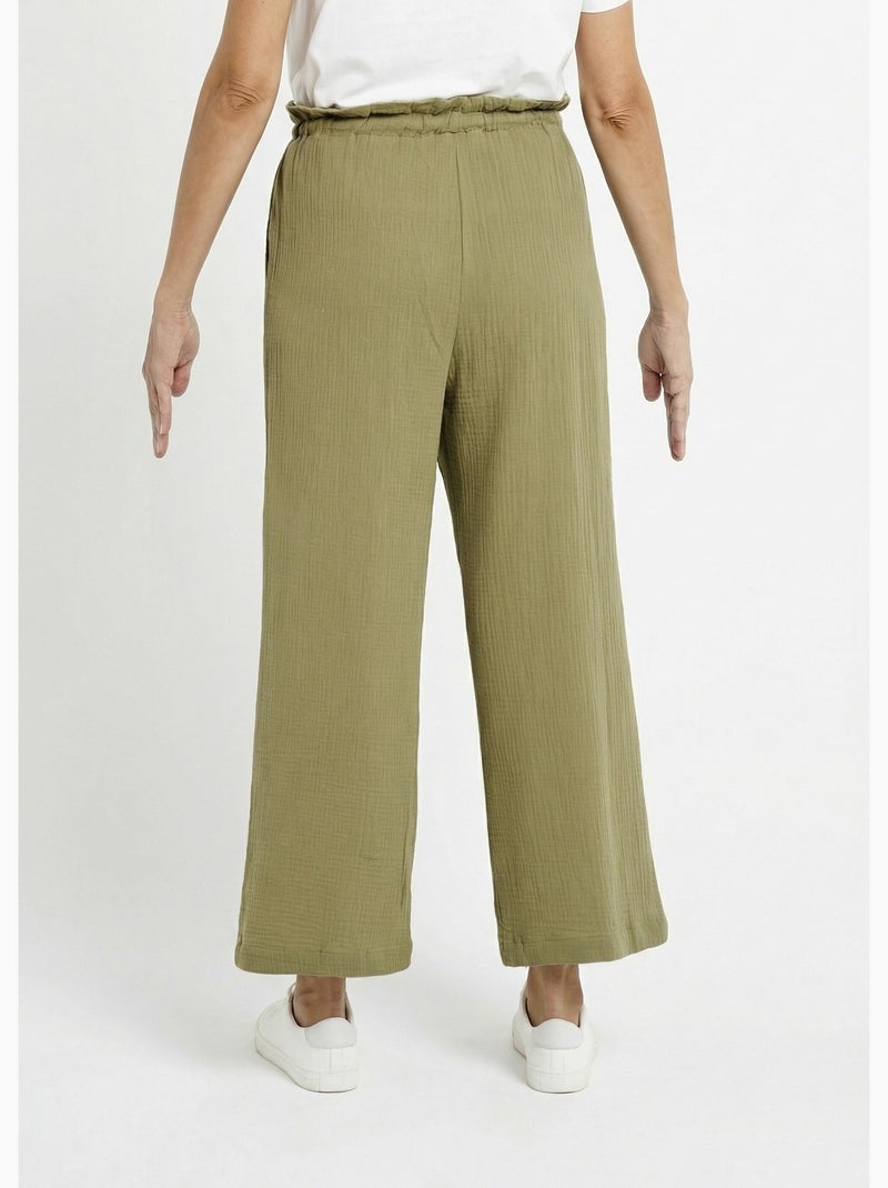 Pantalon large tendance, gaze de coton - AFIBEL Kaki - Kiabi