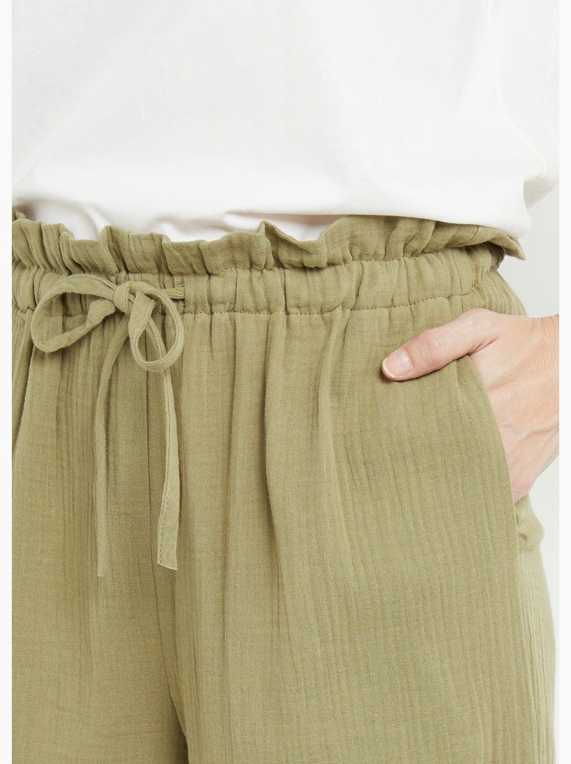Pantalon large tendance, gaze de coton - AFIBEL Kaki - Kiabi