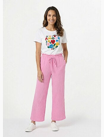 Pantalon large tendance, gaze de coton - AFIBEL