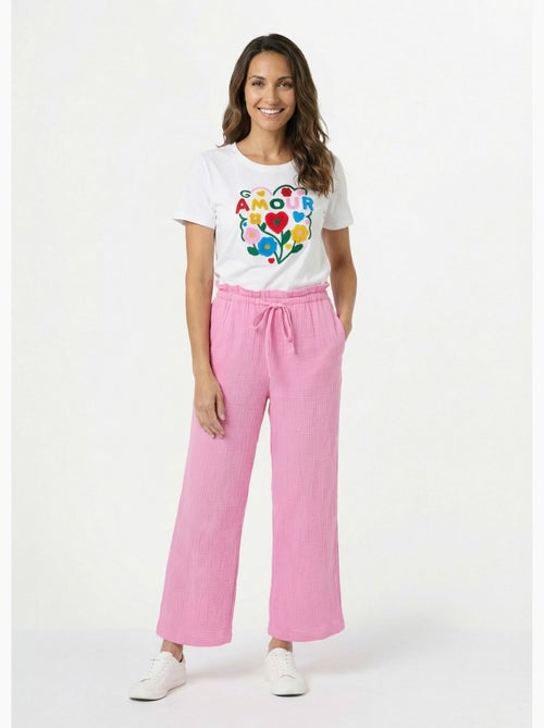 Pantalon large tendance, gaze de coton - AFIBEL - Kiabi