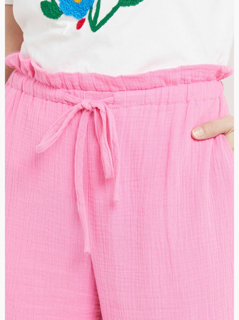 Pantalon large tendance, gaze de coton - AFIBEL Rose - Kiabi