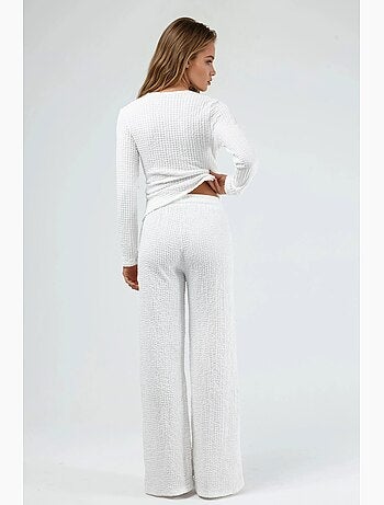 Pantalon large texturé à taille coulissée busem
