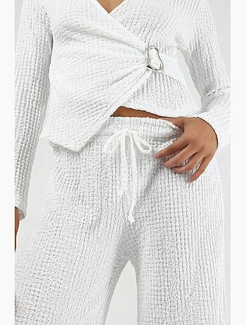 Pantalon large texturé à taille coulissée busem