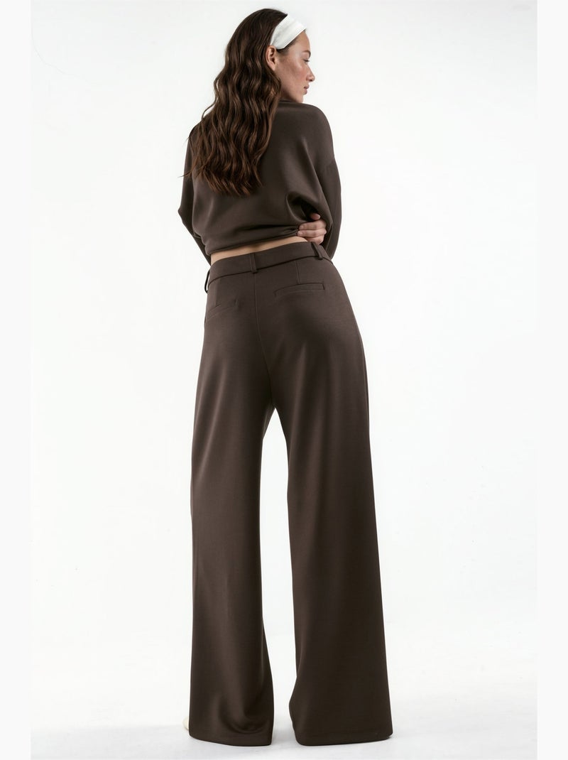 Pantalon large texturé doux hiccup Marron chocolat - Kiabi