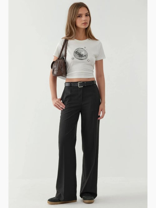 Pantalon large texturé hiccup - Kiabi Pantalon large texturé hiccup - Kiabi