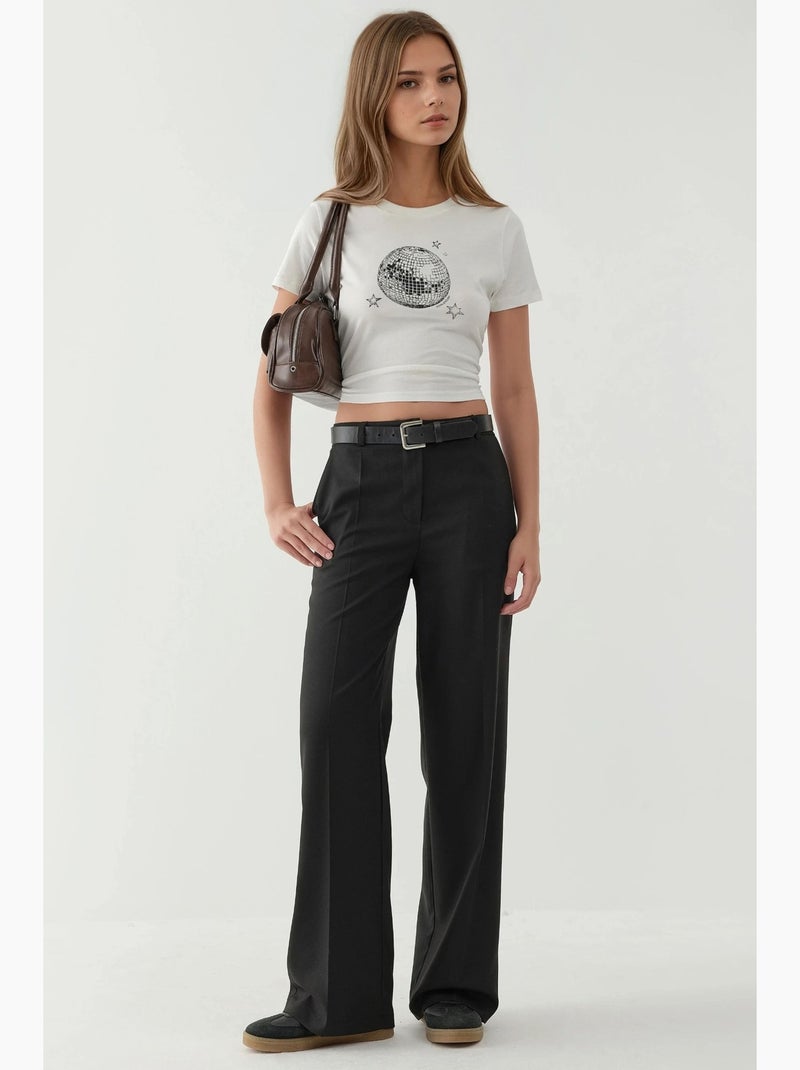 Pantalon large texturé hiccup Noir - Kiabi