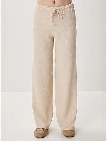 Pantalon large texturé taille haute istanbul
