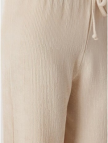 Pantalon large texturé taille haute istanbul