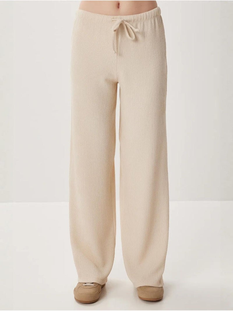 Pantalon large texturé taille haute istanbul Crème - Kiabi