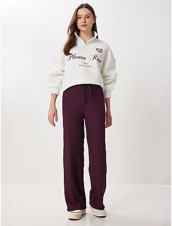 Pantalon large texturé taille haute istanbul