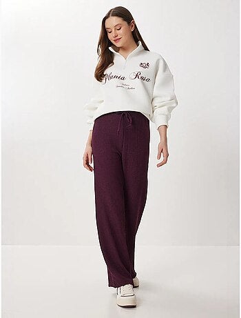 Pantalon large texturé taille haute istanbul
