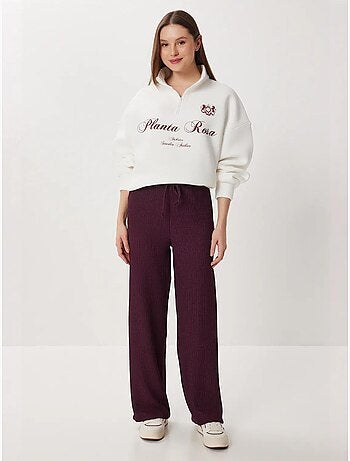 Pantalon large texturé taille haute istanbul