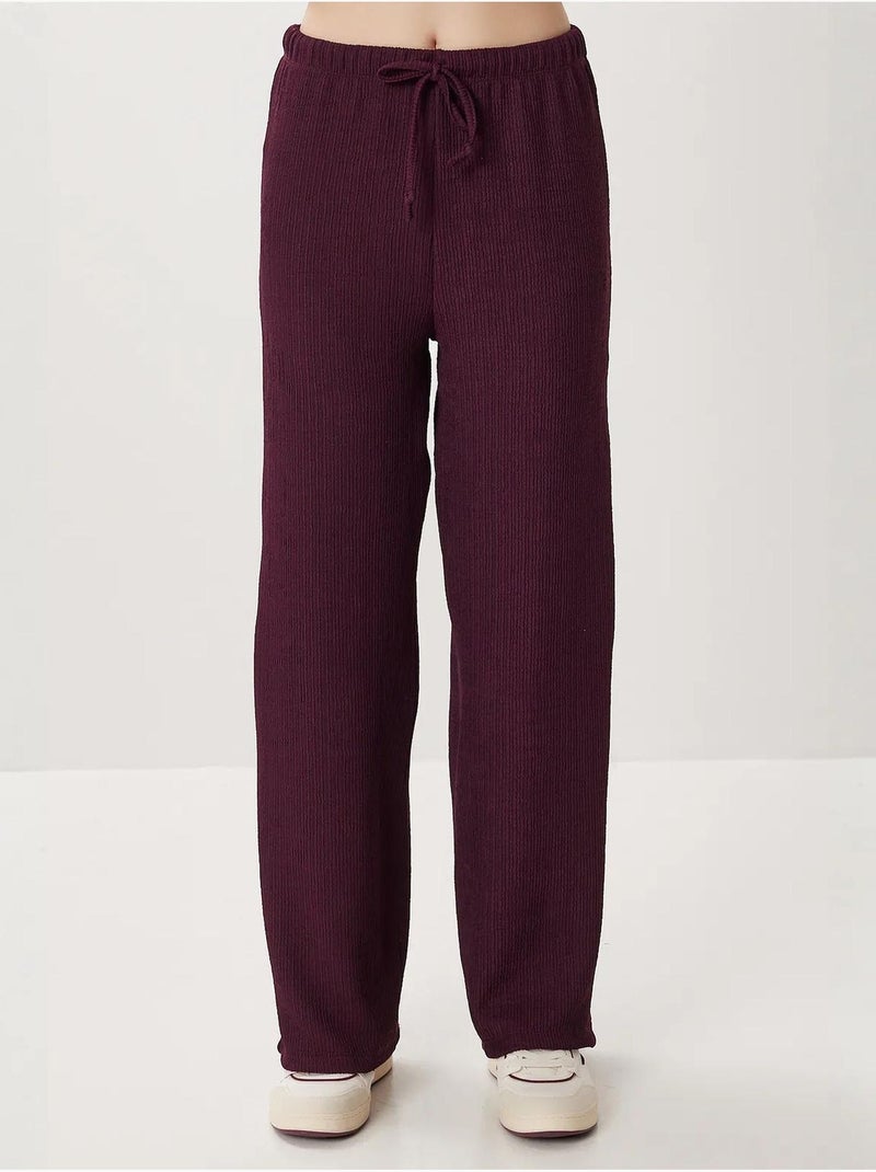 Pantalon large texturé taille haute istanbul Mauve - Kiabi
