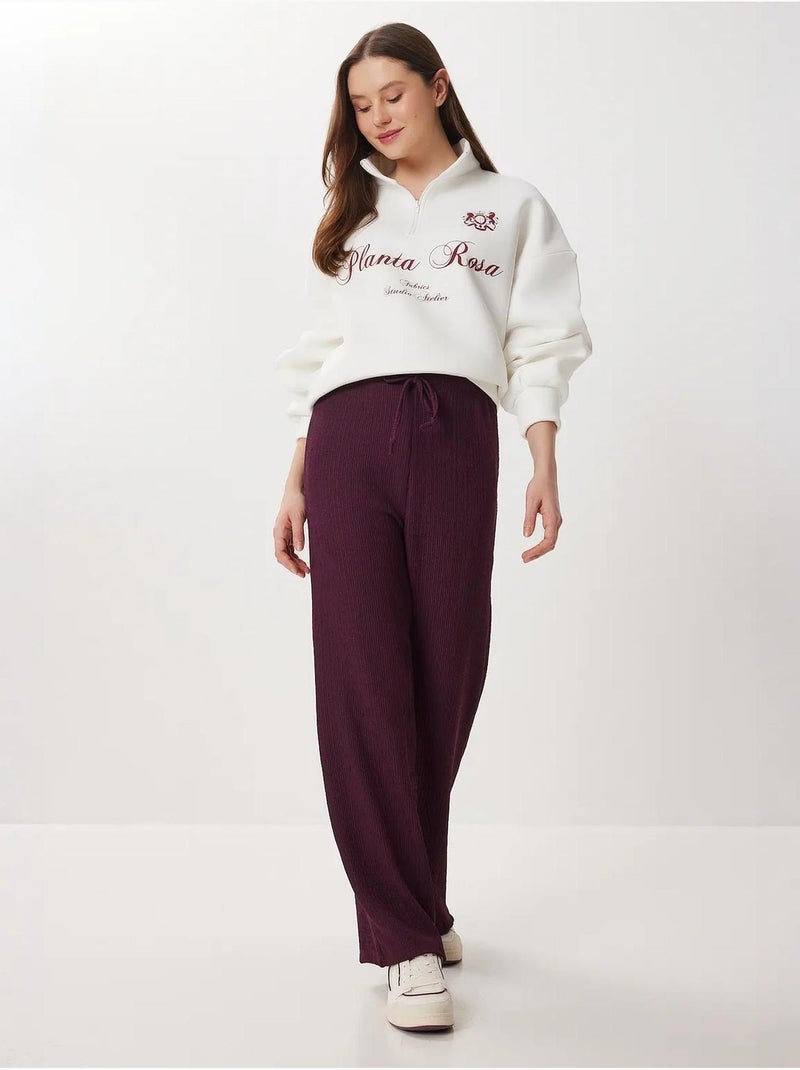Pantalon large texturé taille haute istanbul Mauve - Kiabi