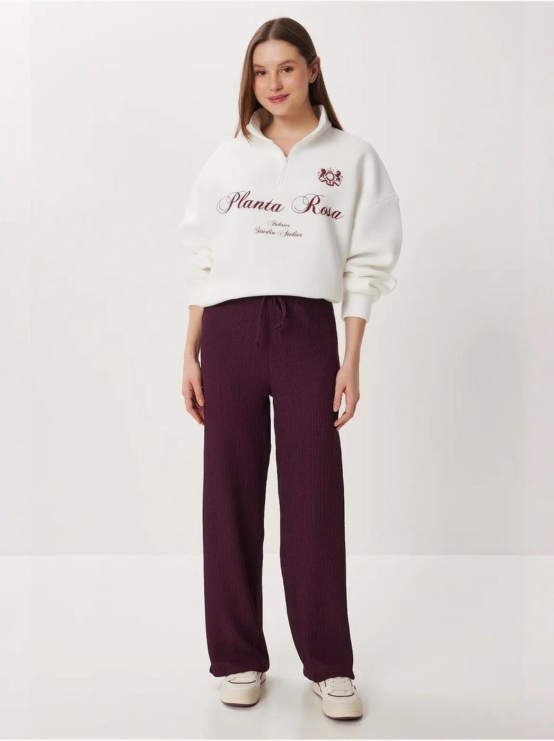 Pantalon large texturé taille haute istanbul Mauve - Kiabi