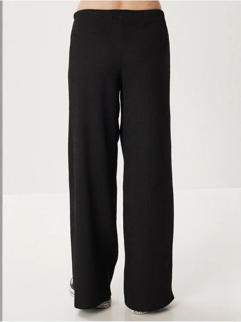 Pantalon large texturé taille haute istanbul Noir - Kiabi