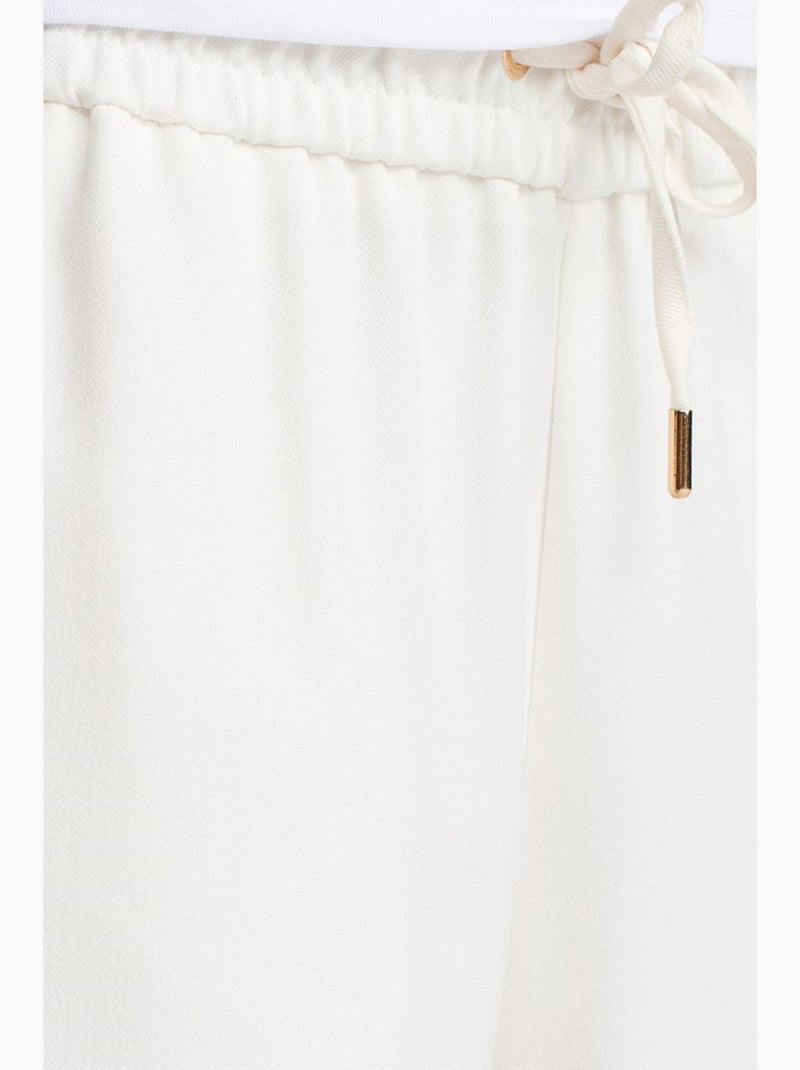 Pantalon large tissé à taille à cordon dilvin Blanc - Kiabi