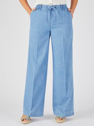 Pantalon large tissu chambray - Damart