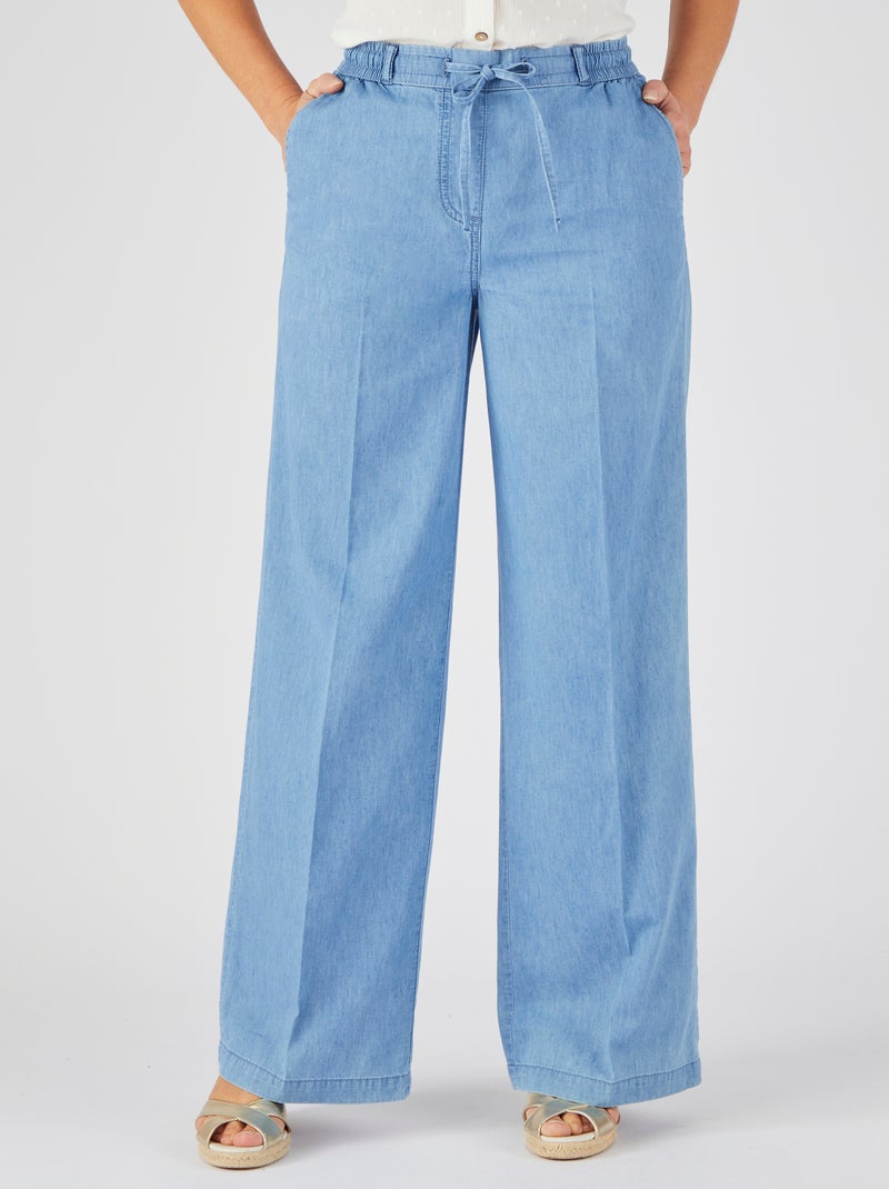 Pantalon large tissu chambray - Damart Bleu clair - Kiabi