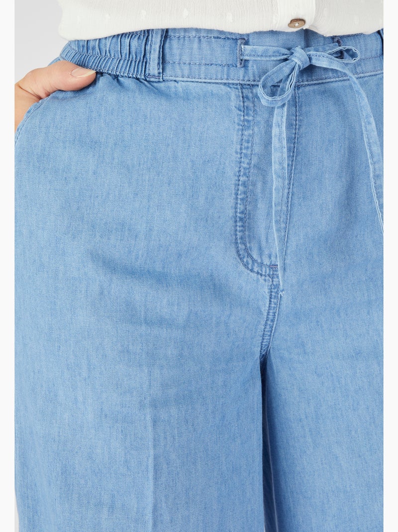 Pantalon large tissu chambray - Damart Bleu clair - Kiabi