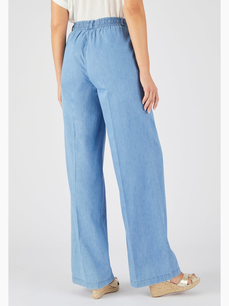 Pantalon large tissu chambray - Damart Bleu clair - Kiabi