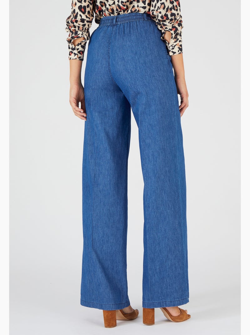 Pantalon large tissu chambray - Damart Bleu denim - Kiabi