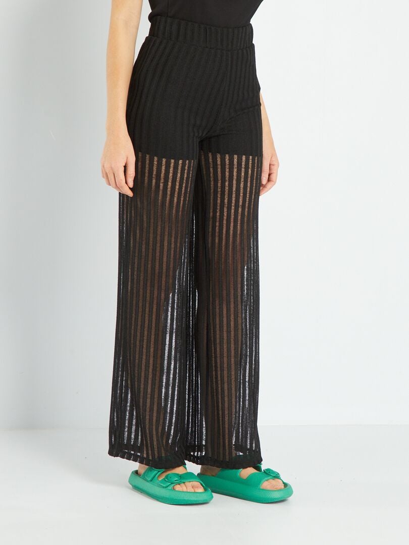 Pantalon large transparent noir - Kiabi