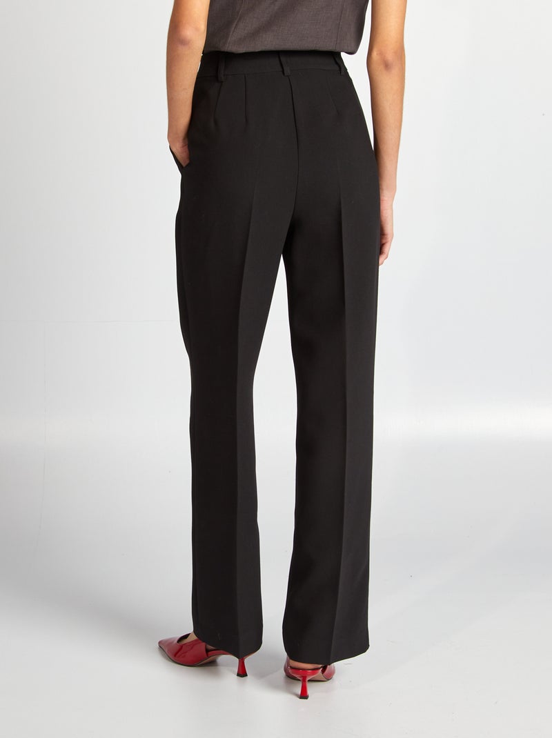 Pantalon large uni à taille haute noir - Kiabi