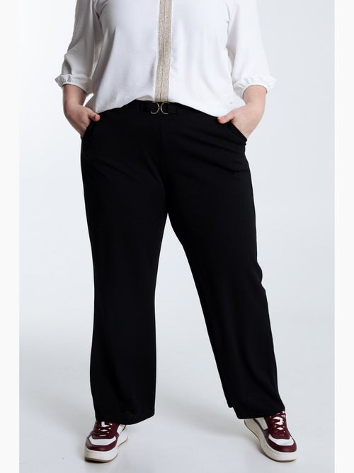 Pantalon large uni avec boucle dorée PAPRIKA - Kiabi