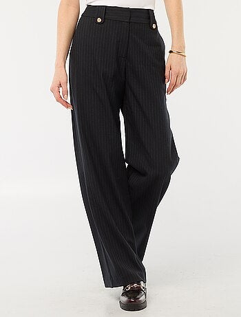 Pantalon large uni avec ouverture zippée et par crochet