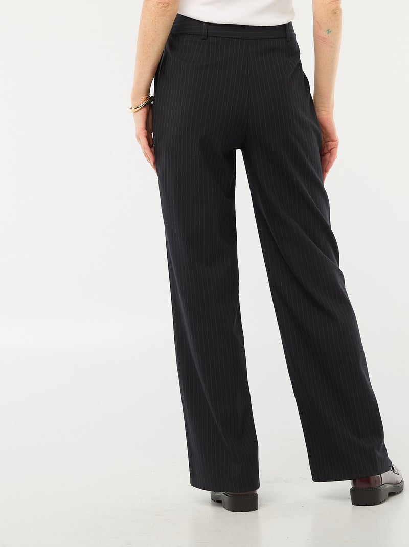 Pantalon large uni avec ouverture zippée et par crochet Bleu - Kiabi